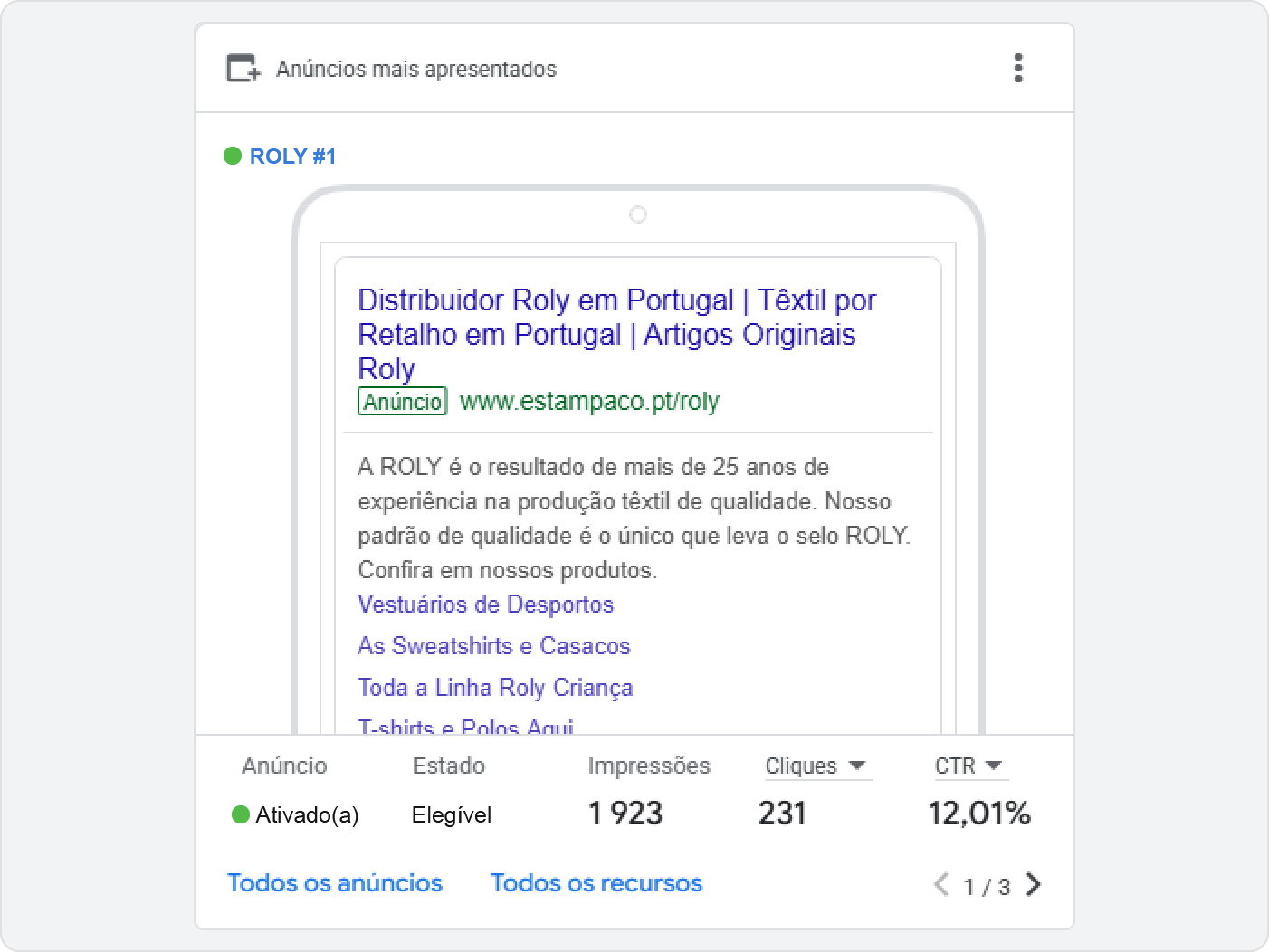Ads — Ecommerce (têxteis lisos)